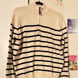 BRANDY MELVILLE striped quarter zip heavy cotton